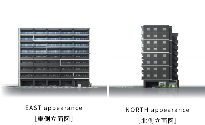 EAST appearance［東側立面図］ NORTH appearance［北側立面図］