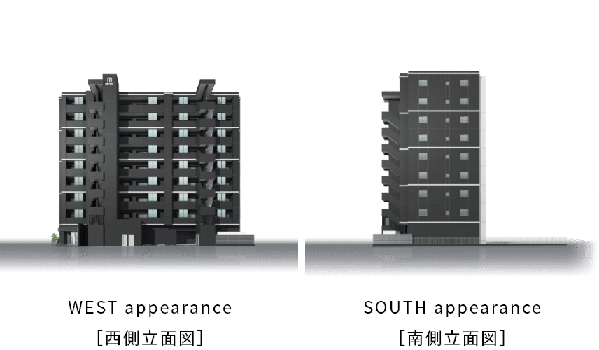 WEST appearance［西側立面図］ SOUTH appearance［南側立面図］